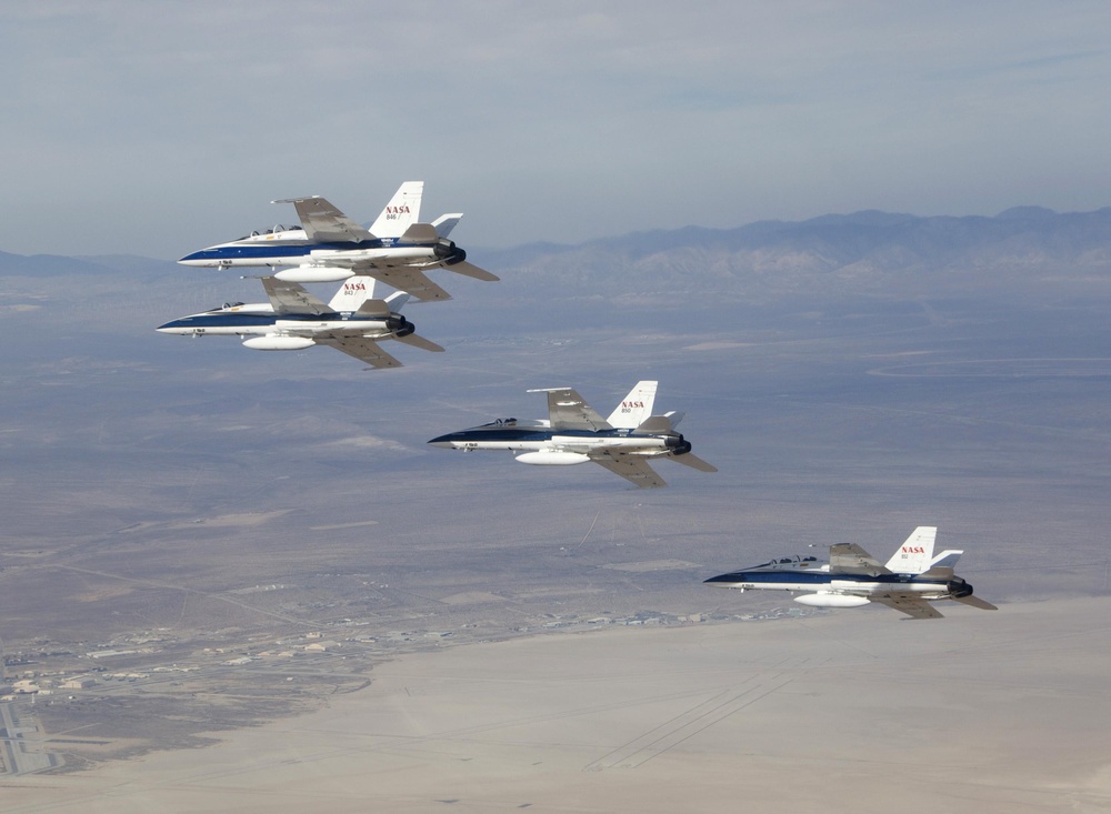 Four F-18s in Echelon Formation