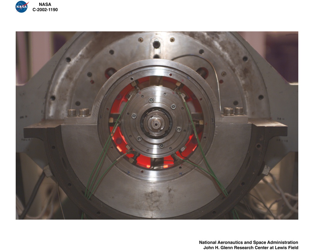 HIGH TEMPERATURE MAGNETIC BEARING TEST RIG AT 1000 DEGREES FARENHEIDT