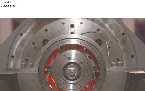 HIGH TEMPERATURE MAGNETIC BEARING TEST RIG AT 1000 DEGREES FARENHEIDT