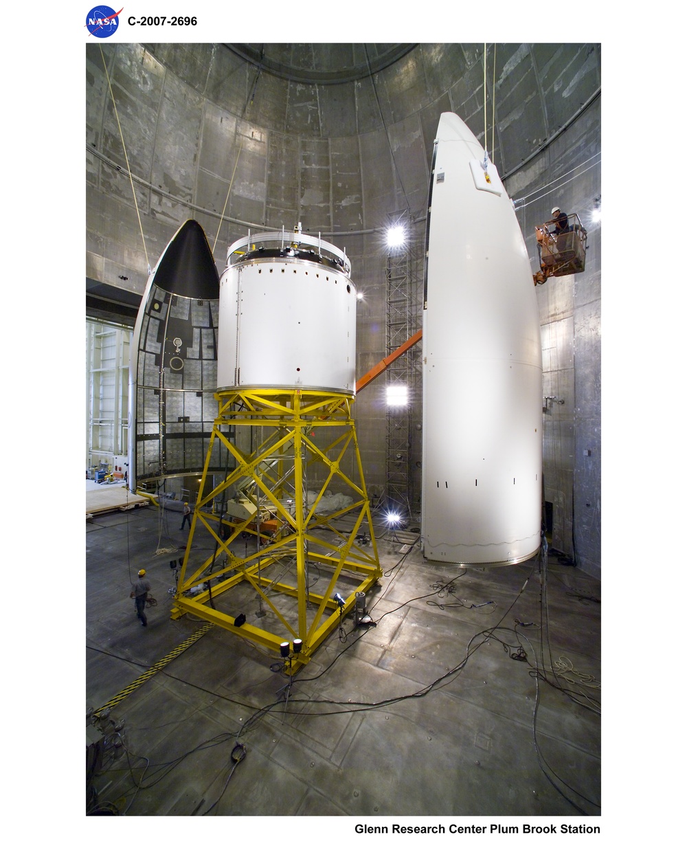 Ariane V Horizontal Separation System 3 (HSS3) Payload Fairing Separation Pre and Post Test Photo Documentation Inside Space Power Facility (SPF)