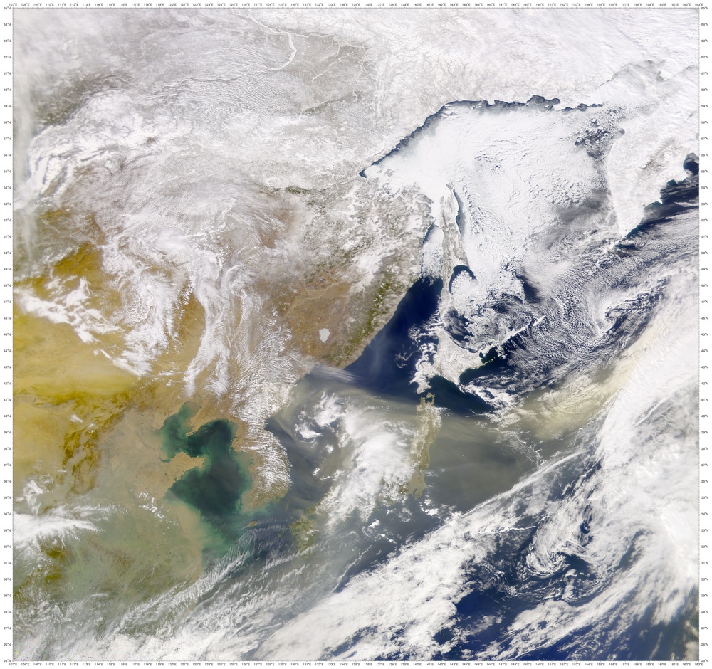 Dust Cloud over Sea of Japan: Natural Hazards