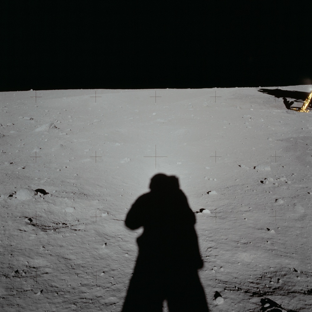Apollo 11 Mission image - Lunar surface and horizon Module