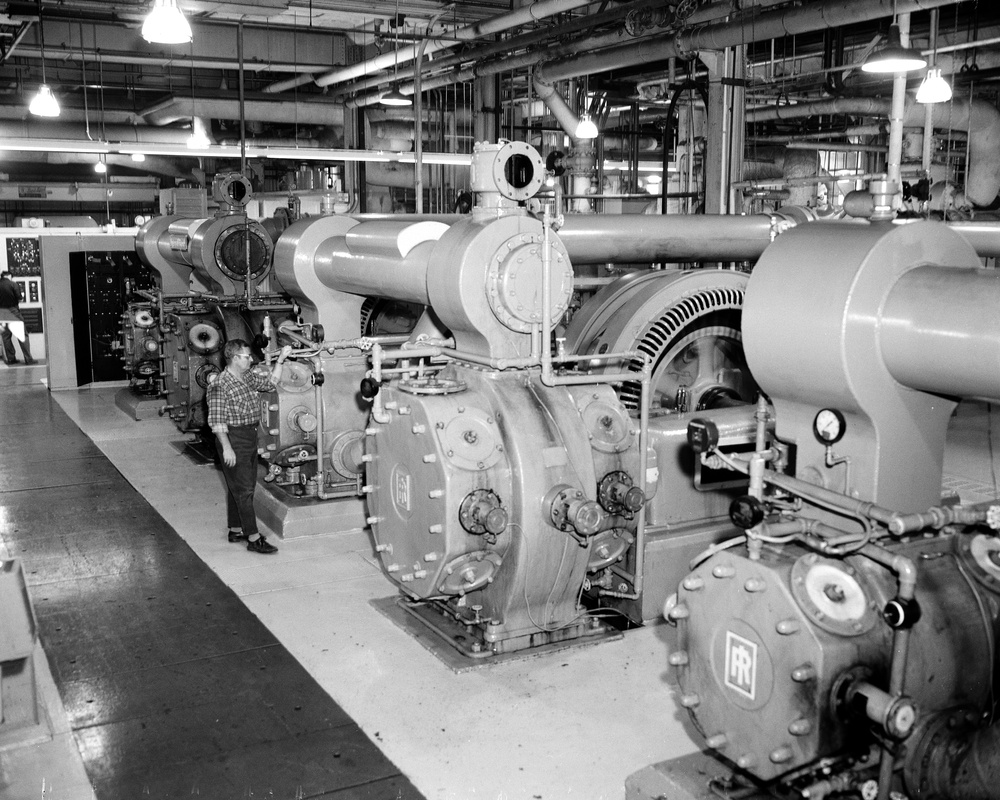 ROOTS COMPRESSORS - ROOTS EXHAUSTERS - SERVICE AIR COMPRESSORS IN THE ENGINE RESEARCH BUILDING ERB BASEMENT