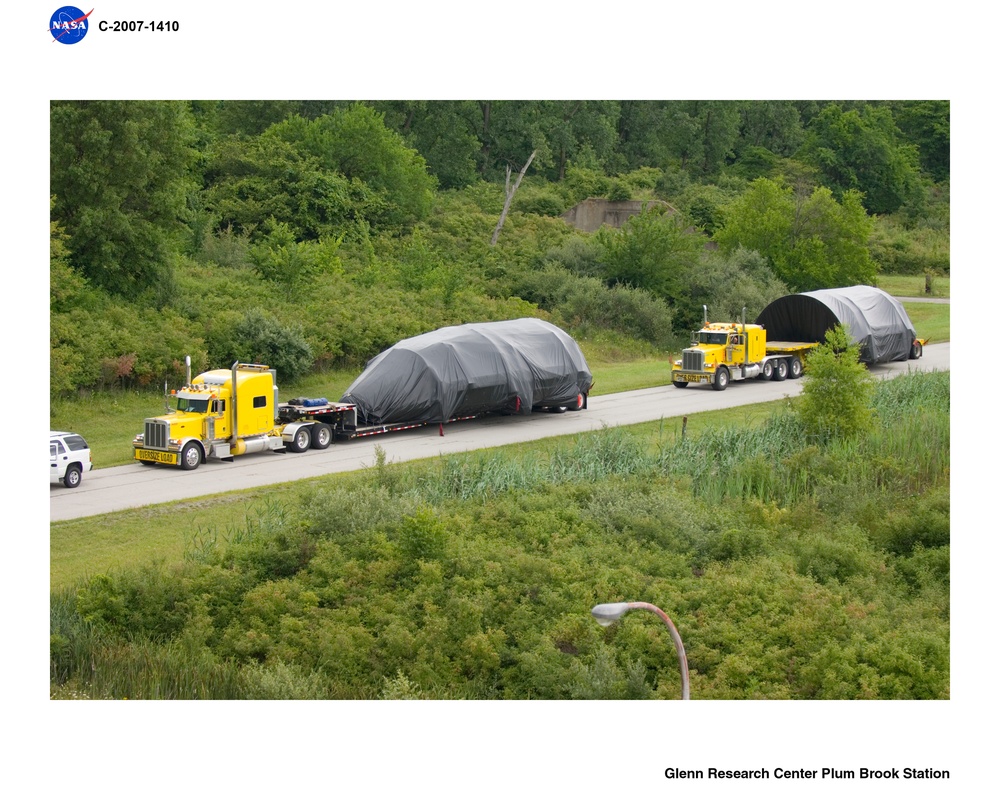 Ariane V (5) Fairing Shroud Components being moved from Cleveland Hopkins Airport to NASA Plum Brook Station, Sandusky, Ohio - 8-07