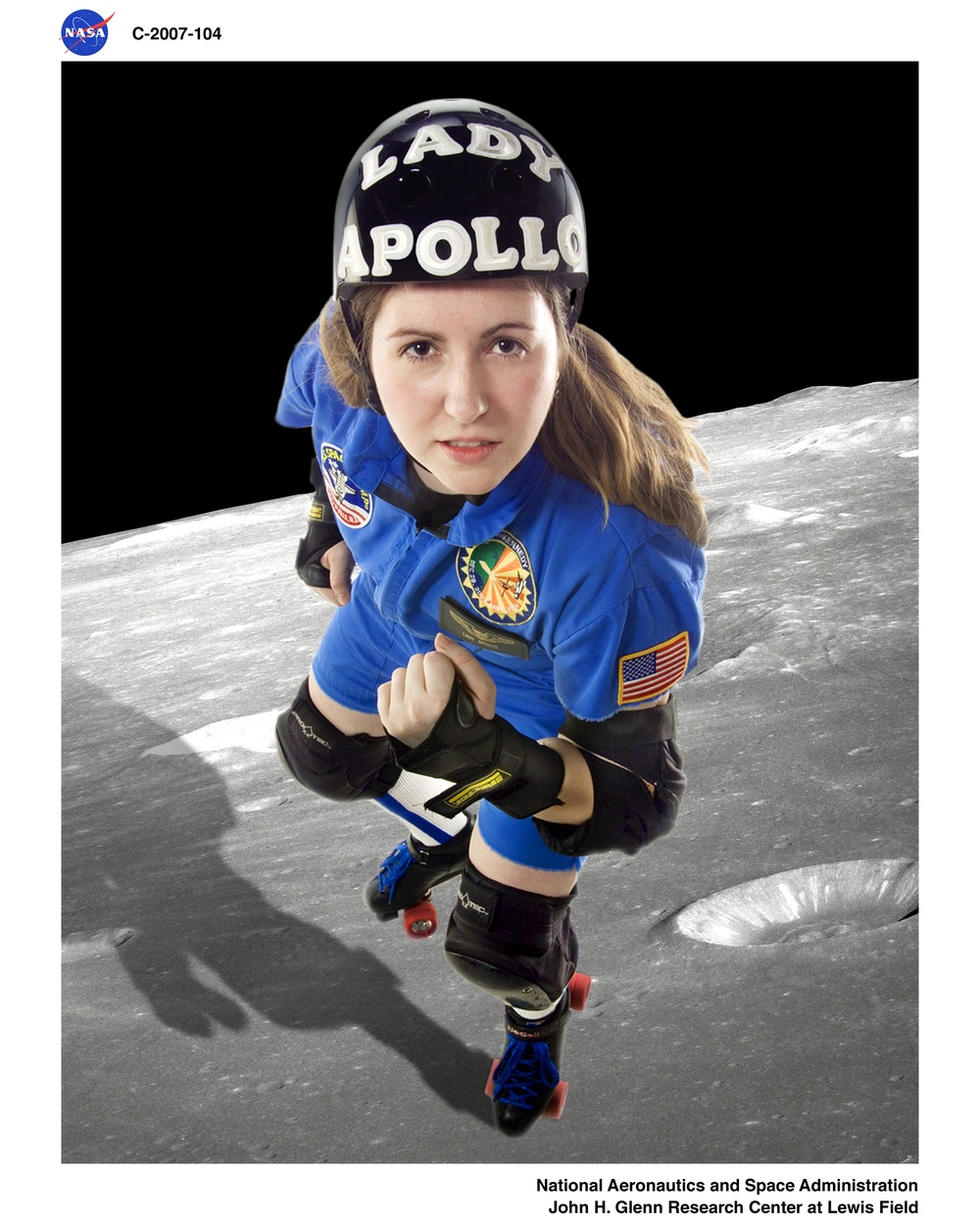 Glenn Research Center Employee (Burning River Roller Girl) dressed in her roller derby gear and outfit as Lady Apollo