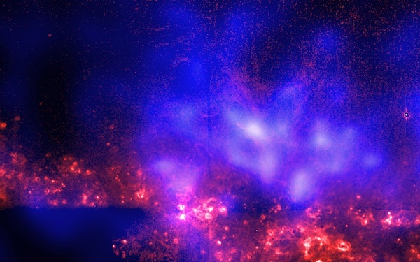 Chandra and Hubble Composite Image of Spiral Galaxy NGC 4631