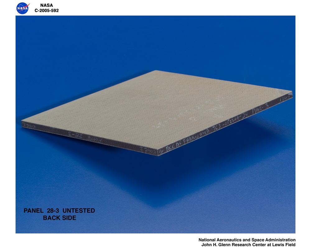 Panel 28-3 Untested ( pre test ) RCC carbon / carbon fiber panels - the panels are space shuttle tile material being tested in the ballistics lab building 49