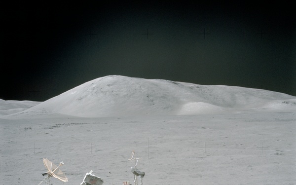 Apollo 17, Station 7 Panarama with Lunar Rover and Astronaut Schmitt