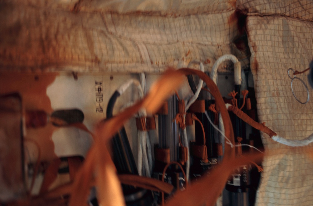 Blurred view of connectors on the Service Module taken during the third EVA of Expedition Three