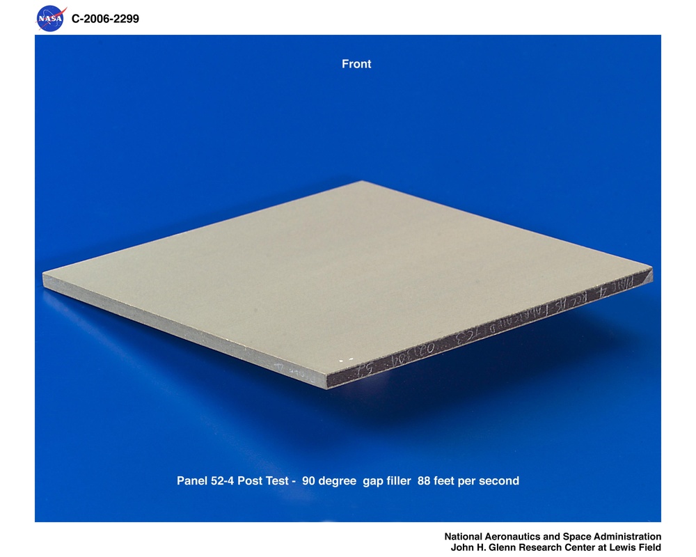 Reinforced Carbon/Carbon panels post test pictures.  Ballistic impact testing using Gap Filler.