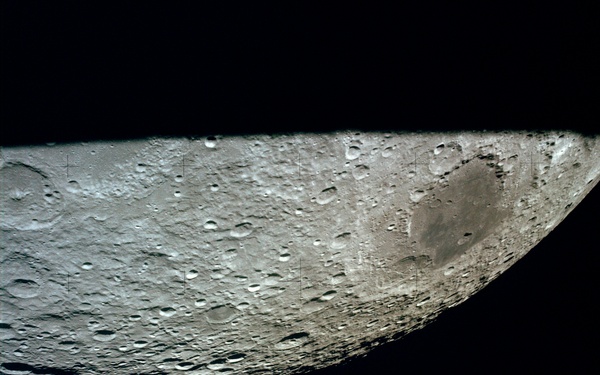 Apollo 13 Mission image  - View of Sea of Muscovy Mare Moscoviense,and Craters Papaleksi and Spencer Jones