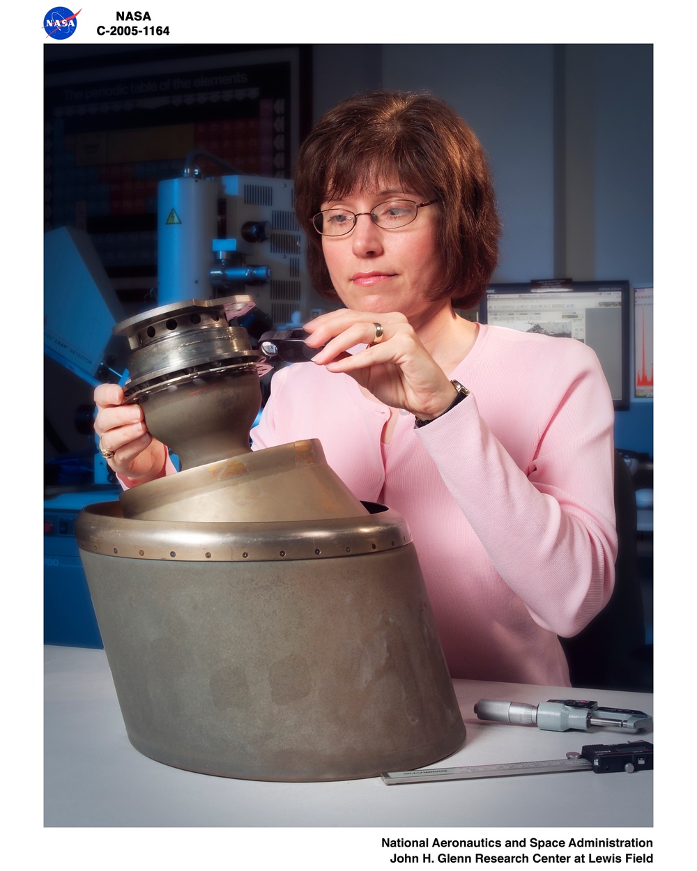 Reaction Control System Thruster examined in the electron optics lab Near Field Emission Scanning Electron Microscope