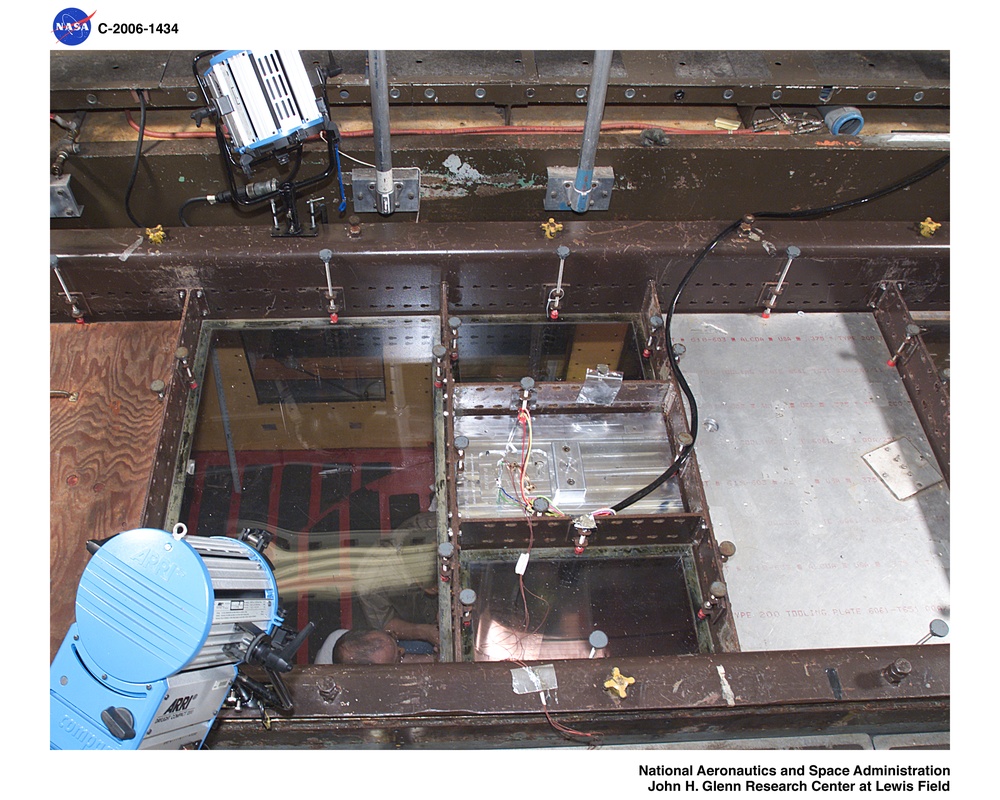 The HAARP-2 (Hot Air Anti-Icing Research Program) model for General Aviation aircraft being installed and tested in the Icing Research Tunnel