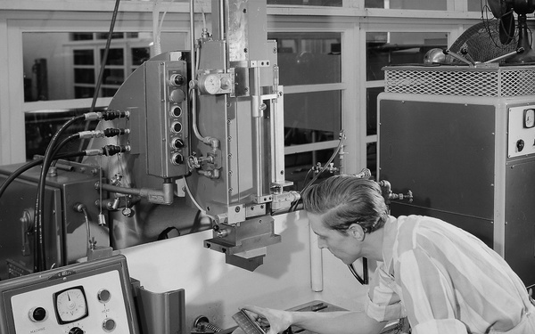 ELECTRIC DISCHARGE MACHINES WITH TURBINE BLADE AND ROCKET ENGINE AT THE TECHNICAL SERVICES BUILDING TSB