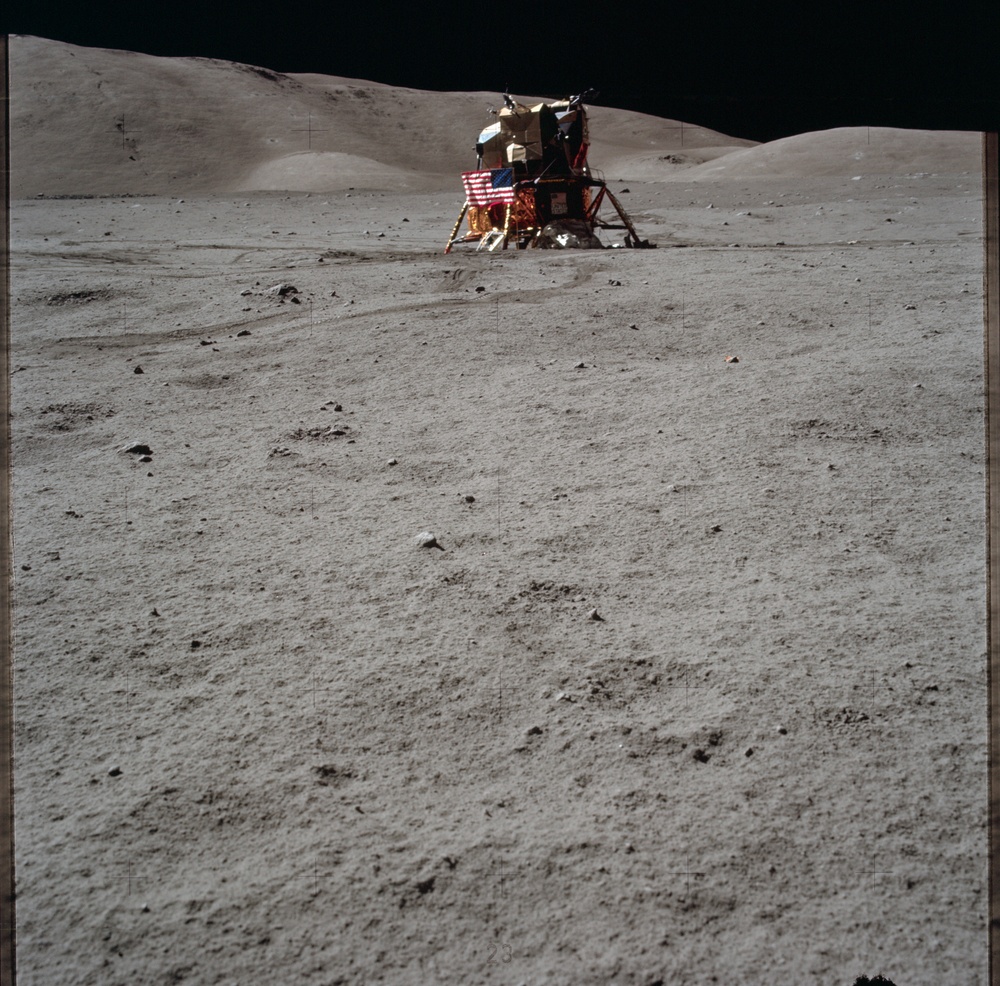 Apollo 17 Mission image - STA LM, LM, Flag