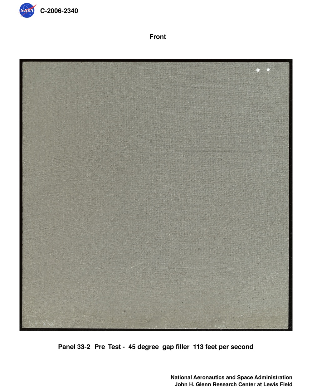 Reinforced Carbon/Carbon (RCC) panel 33-2 pre-test