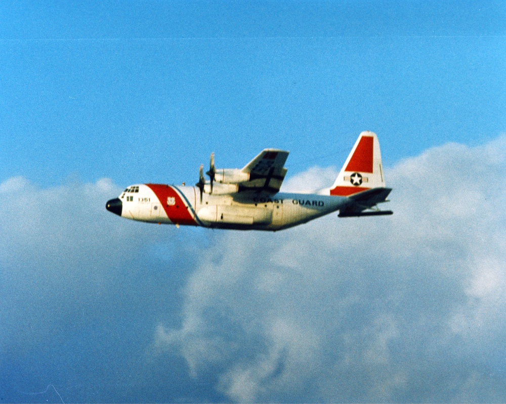 COAST GUARD C-130 AIRPLANE WITH SLAR SIDE LOOKING AIRBORNE RADAR