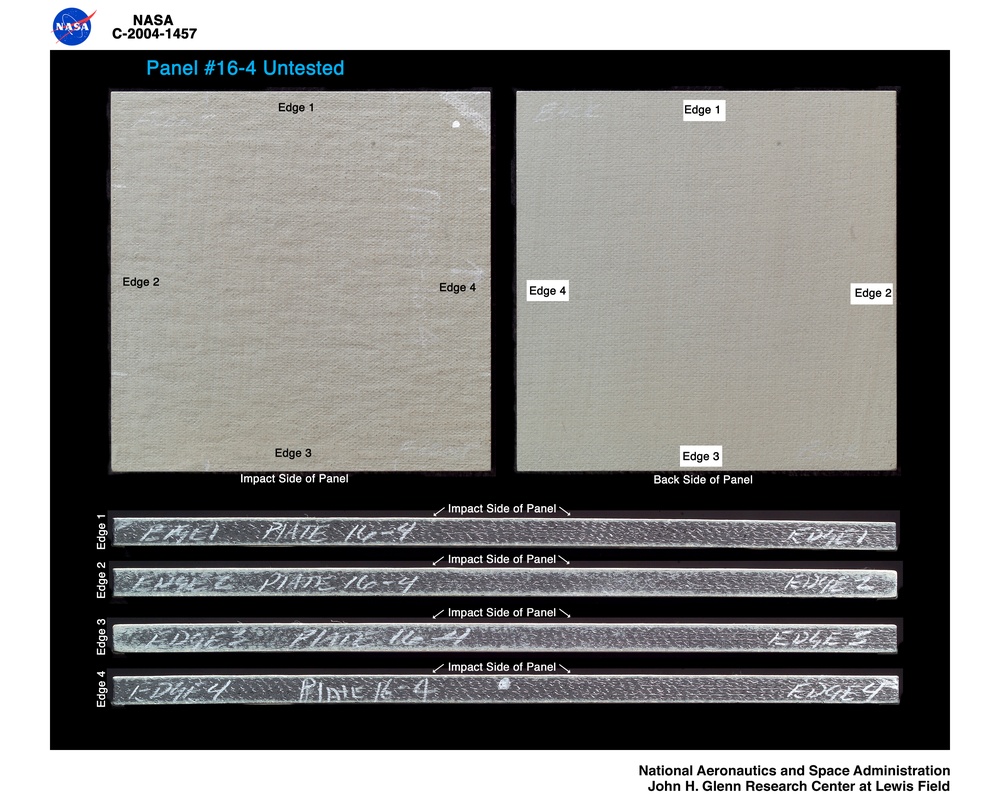 carbon/carbon fiber panels, panel 16-4 untested ( pre test )