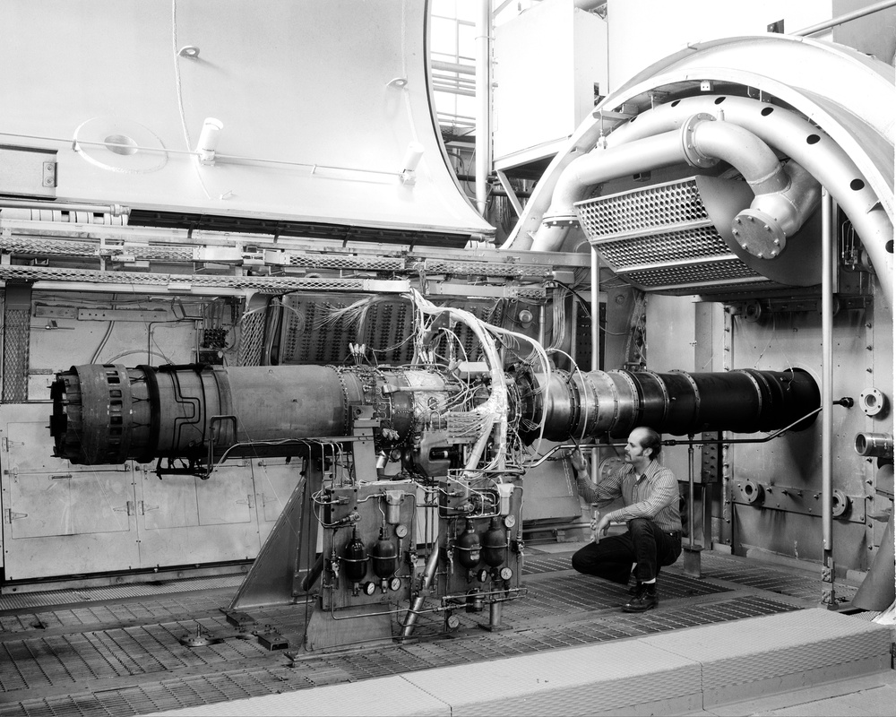 J-85 ENGINE IN NO. 2 TEST CELL AT THE PROPULSION SYSTEMS LABORATORY PSL