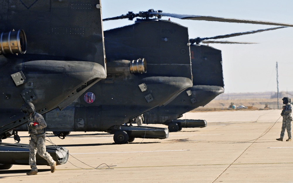 CH-47 Chinook helicopters at Butts Army Airfield on Fort Carson, CO.