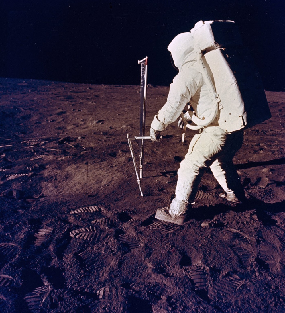 DVIDS - Images - Astronaut Edwin Aldrin on Lunar Surface With Core Sampler