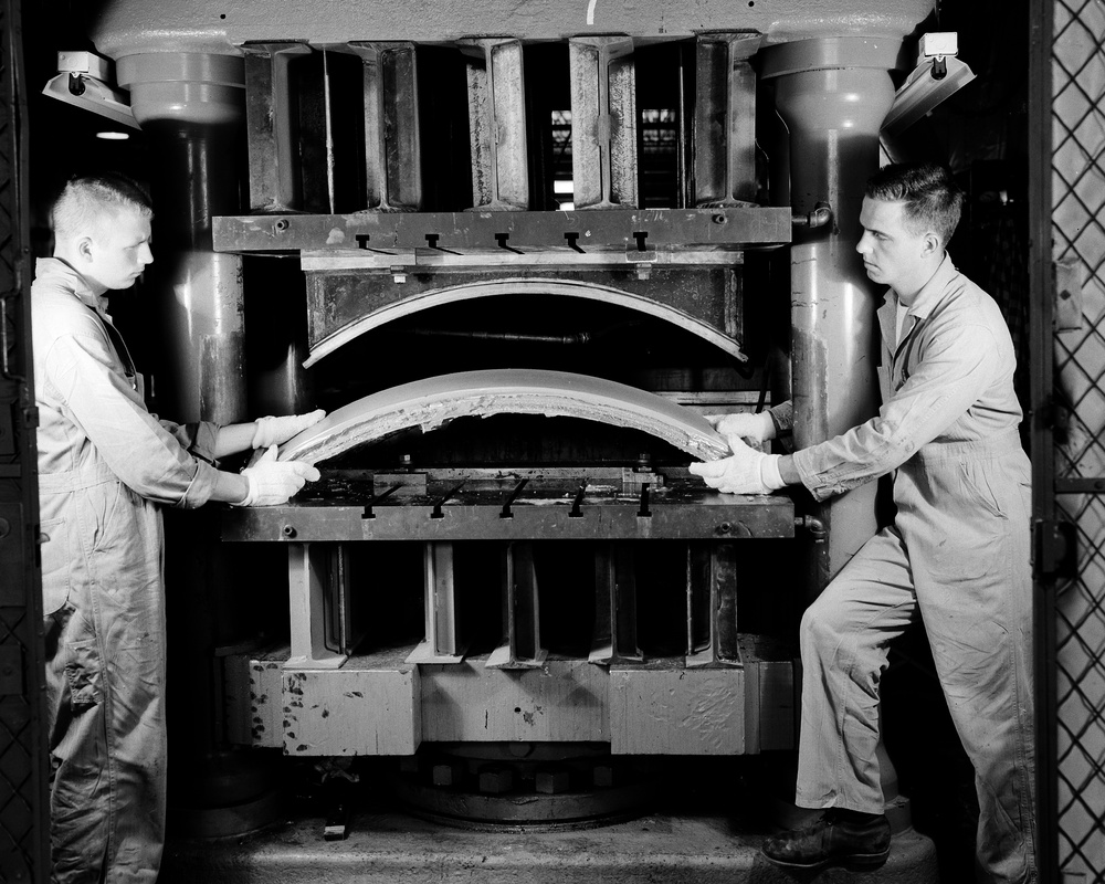 PROJECT MERCURY SPACE CAPSULE SKIRT AT CTL AND FRISBIE MACHINE SHOPS CINCINNATI OHIO