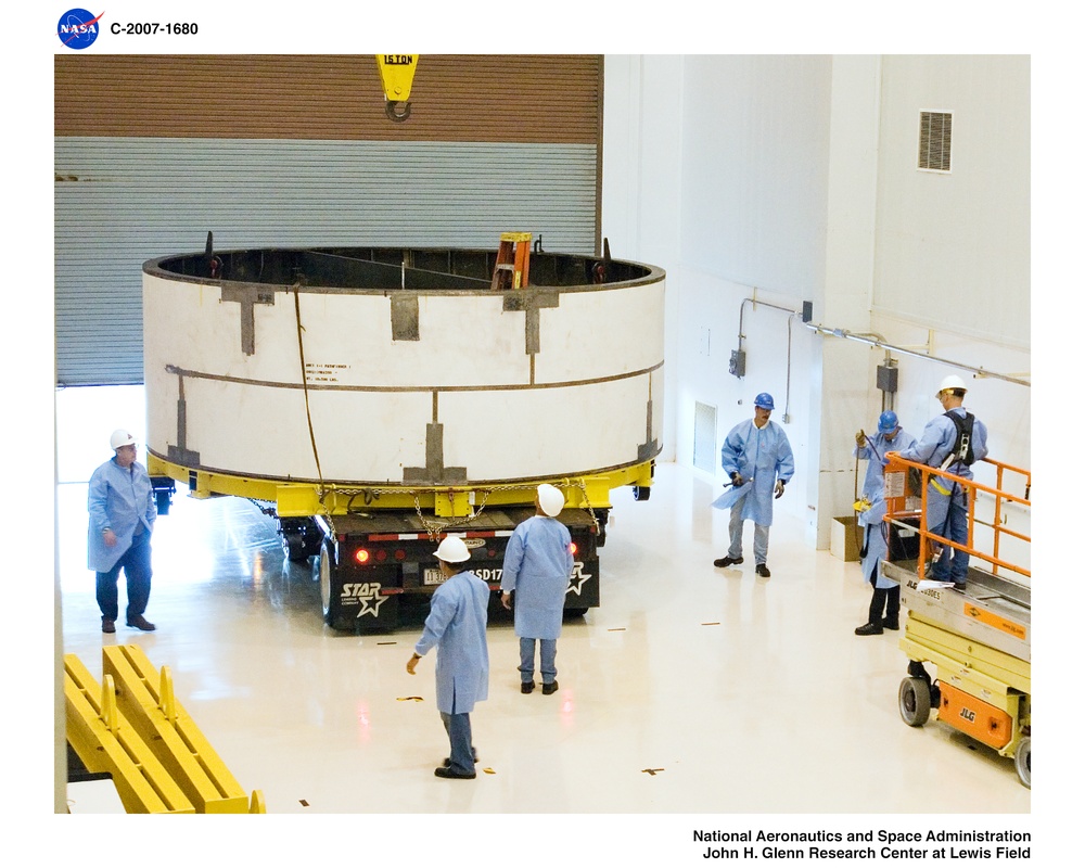 The Ares I-X Pathfinder 1 (PF1) segment move from Building 50 to Building 333