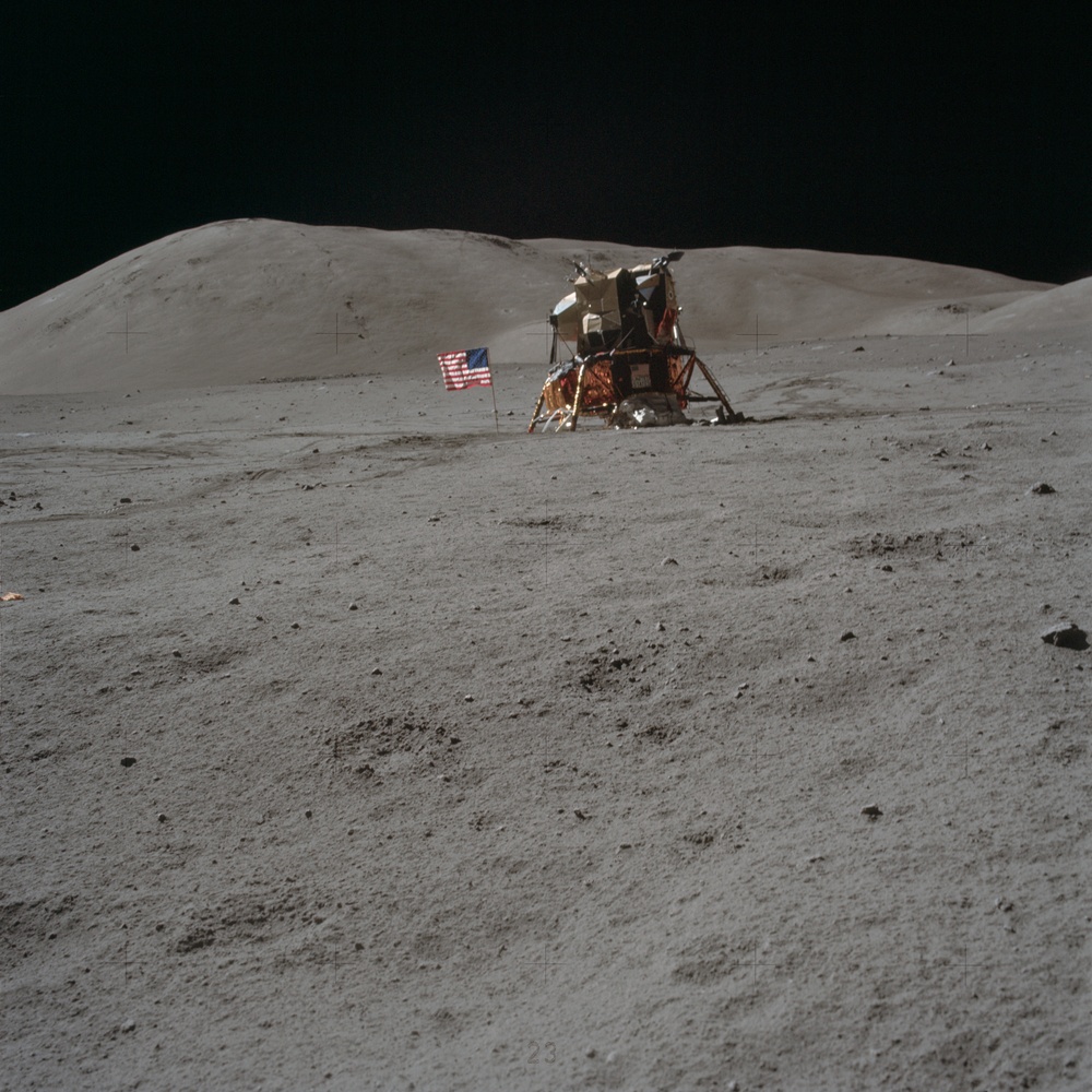 Apollo 17 Mission image - STA LM, LM, Flag
