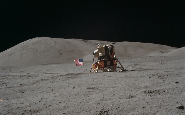 Apollo 17 Mission image - STA LM, LM, Flag