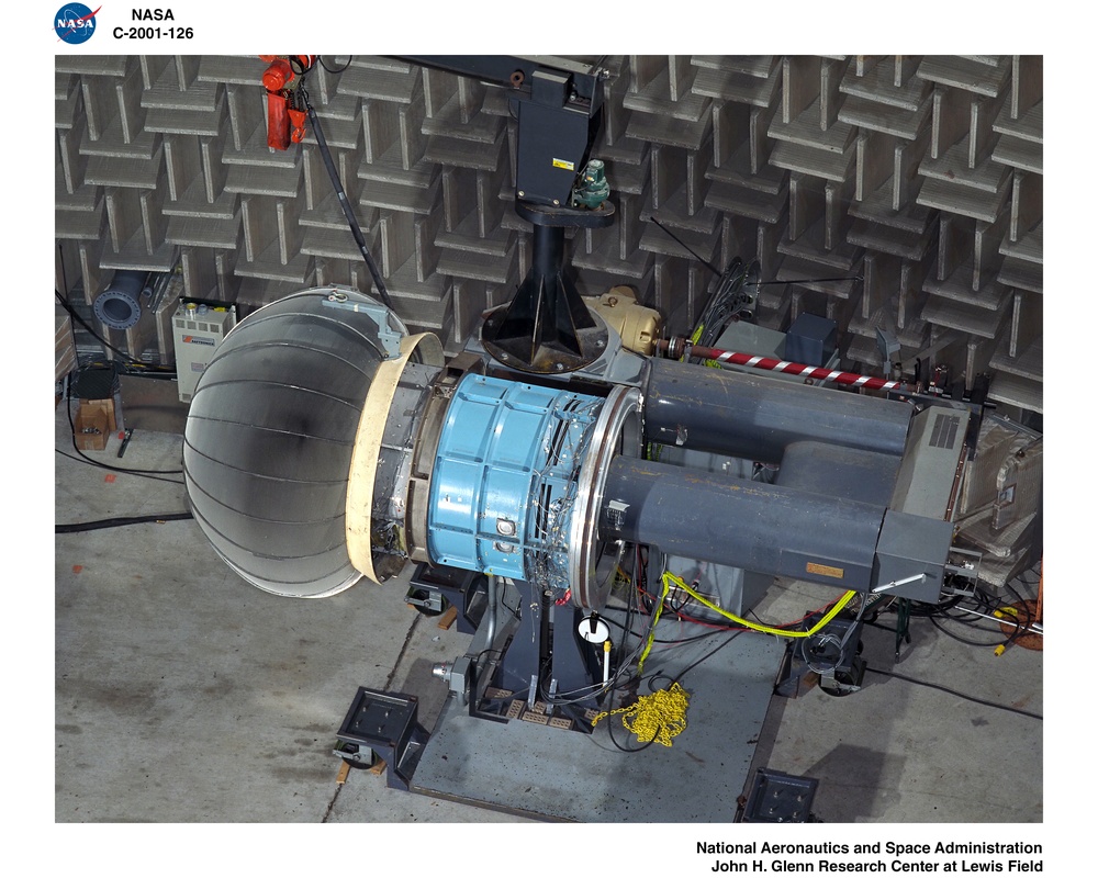 OVERHEAD VIEW OF NOZZLE ACOUSTIC TEST RIG POWERED LIFT RIG AND ACTIVE NOISE CONTROL FAN