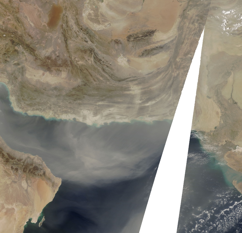 Dust from Southwest Asia over Arabian Sea: Natural Hazards