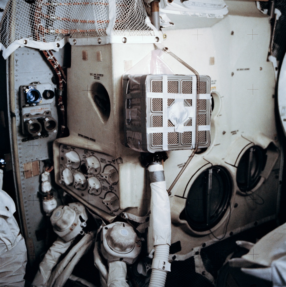 Apollo 13 Mission image  - View of Lunar Module LM showing the ''mail box,''