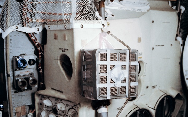 Apollo 13 Mission image  - View of Lunar Module LM showing the ''mail box,''