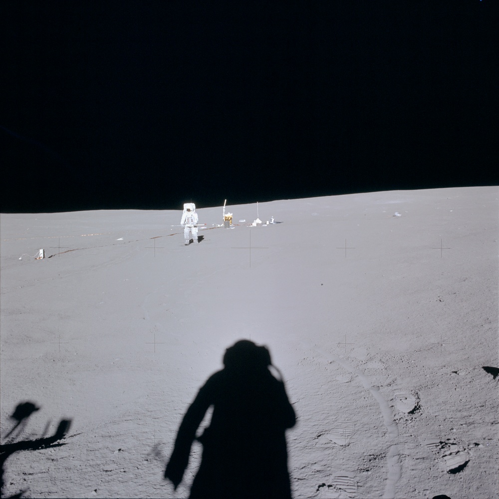 Apollo 14 Mission image - View of Astronaut Mitchell and the ALSEP to the west.