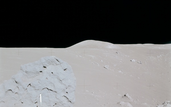 Apollo 15 Mission image - View  of location of Station 4 ,and sample 204, and Football size rock F