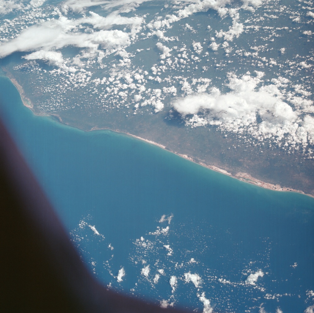 Apollo 7 Mission,Mexico,northern coast of Yucatan,Merida,Gulf of Mexico,Progreso. Near Vertical