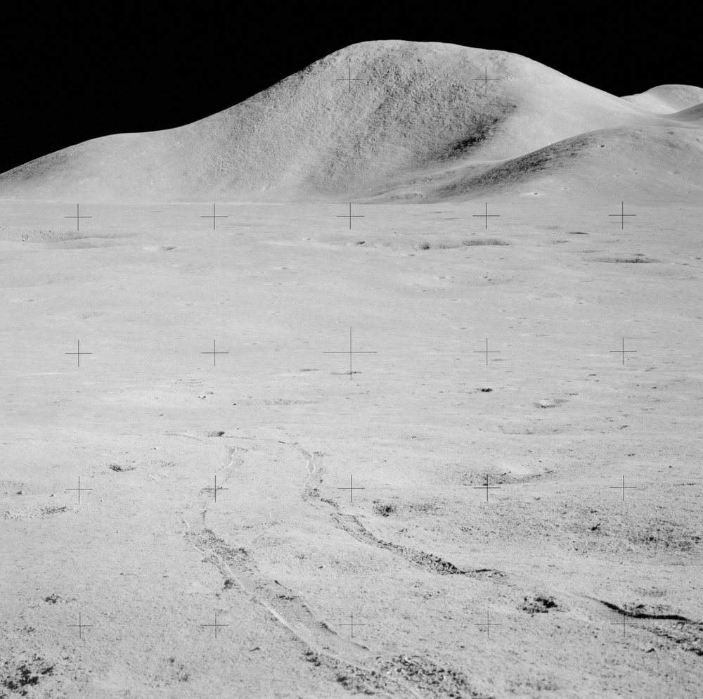 Apollo 15 Mission image - Partial panormaic view east of Station 6 and Mt. Mons Hadley