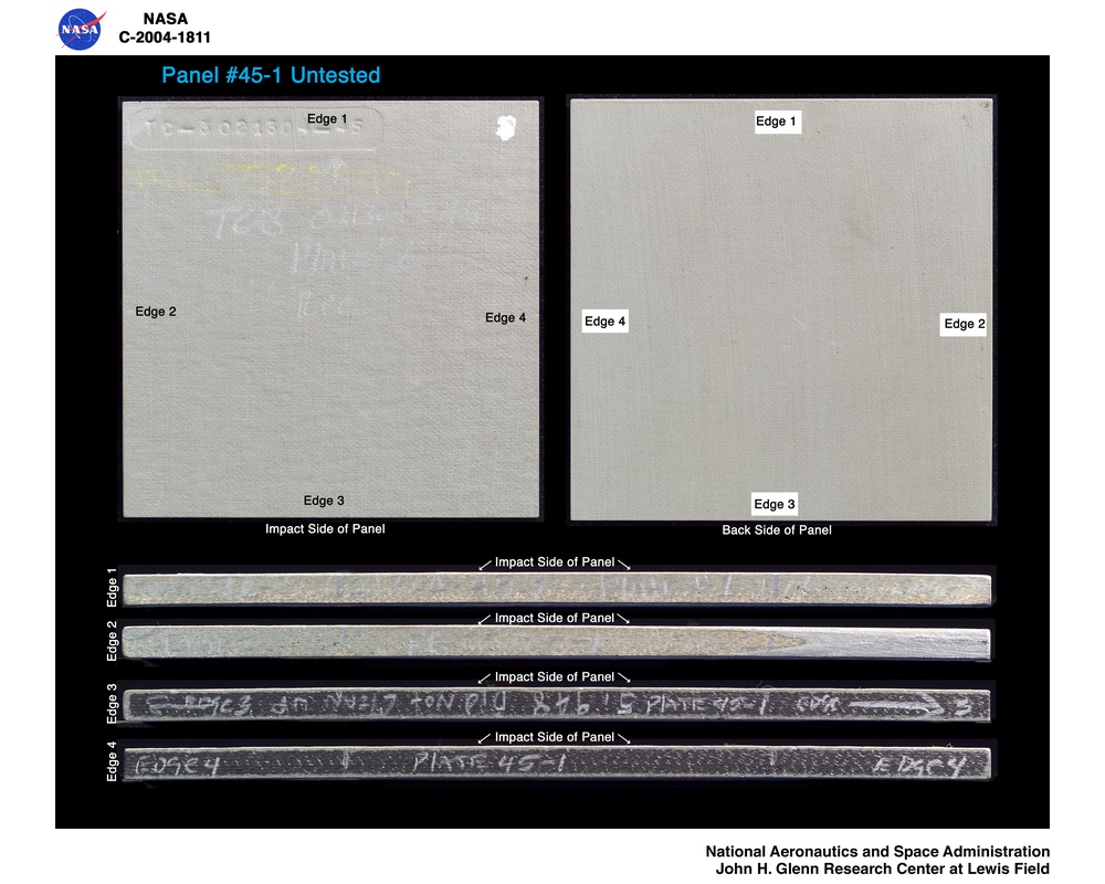 carbon/carbon fiber panels, panel 45-1 pre test (untested)