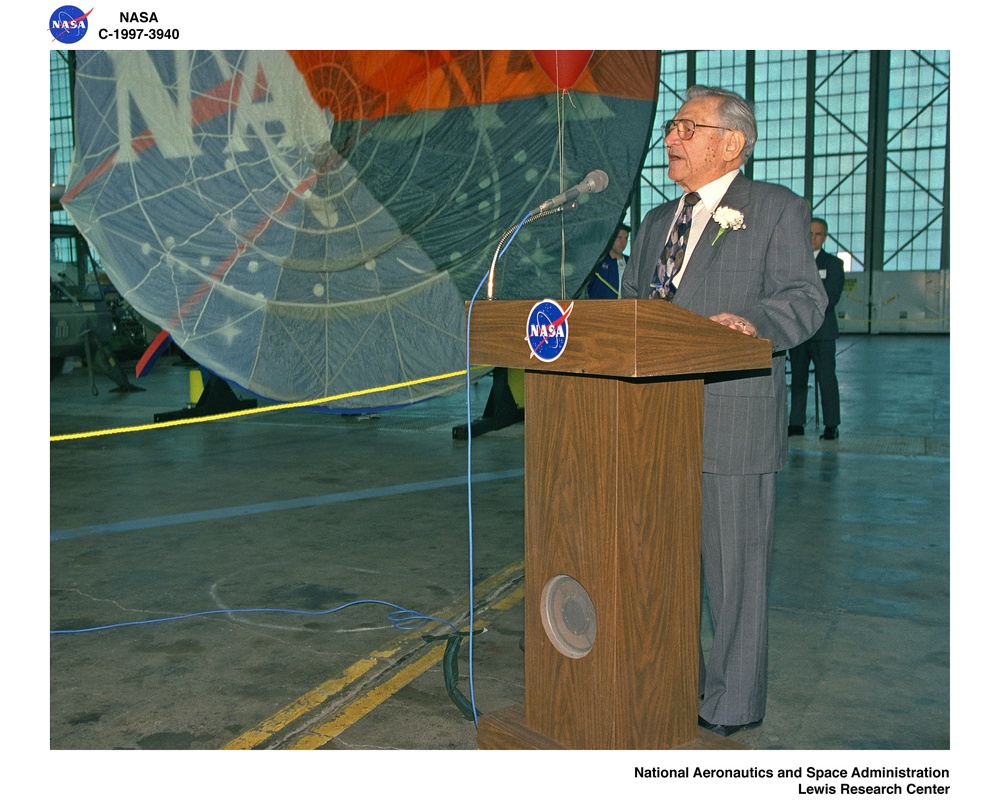 DEDICATION CEREMONY FOR THE UNVEILING OF THE REHABBED NASA LOGO MEATBALL