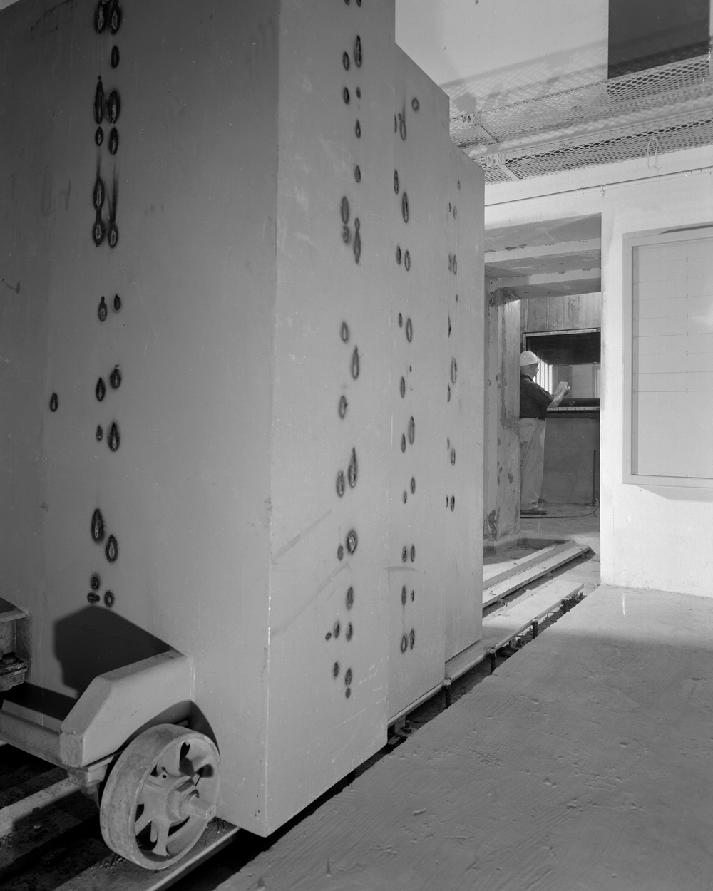 HOT ROOM DOORS AND WATER RESERVOIRS AROUND REACTOR CORE IN NUCLEAR REACTOR AT NASA PLUM BROOK STATION SANDUSKY OHIO