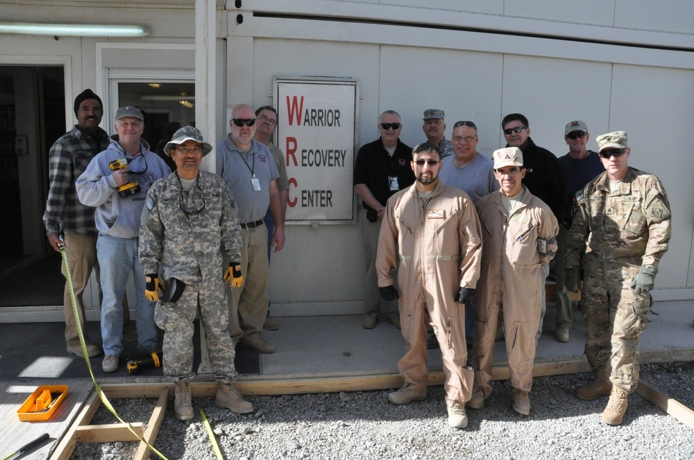 USACE volunteers build walkway, make moving around easier for Wounded Warriors at KAF
