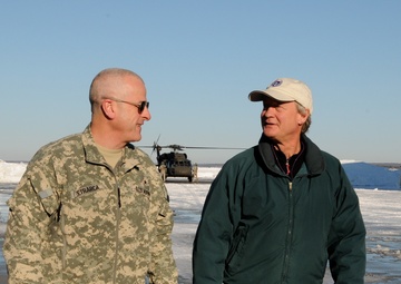 Brig. Gen. Charles E. Petrarca and Gov. Lincoln D. Chafee