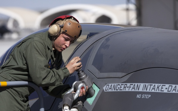 Yuma F-35B is lifted to new heights by firefighter unit