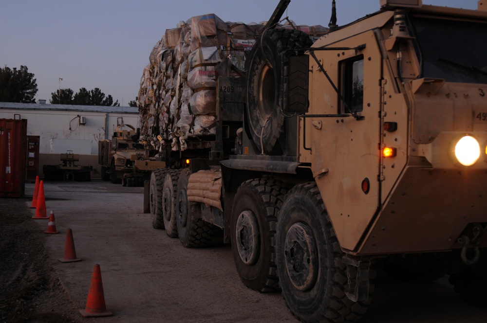 Nighttime delivery: Z PRT receives humanitarian aid for distribution