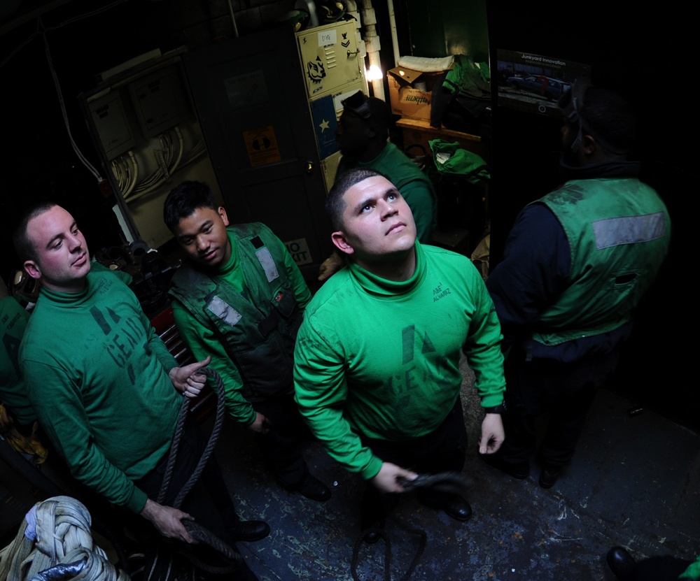 USS Carl Vinson flight deck barricade drills