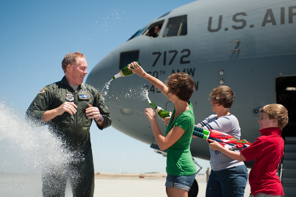 Group commander celebrates final flight