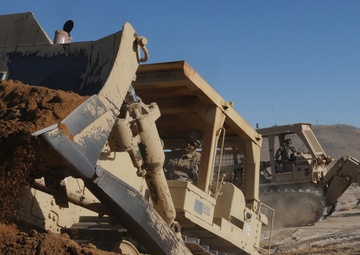 Construction engineeers at work in the Mojave
