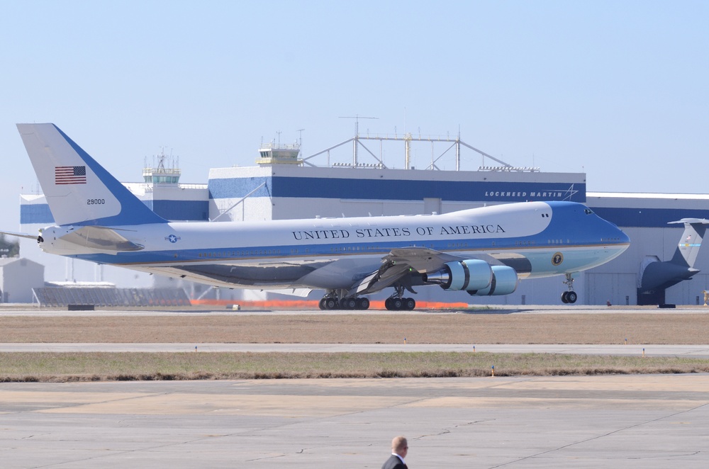 President Obama arrives at Dobbins ARB