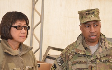 Heidi Shyu and Gen. Dennis Via visited the 18th CSSB retrograde yard in Kandahar Airfield, Afghanistan