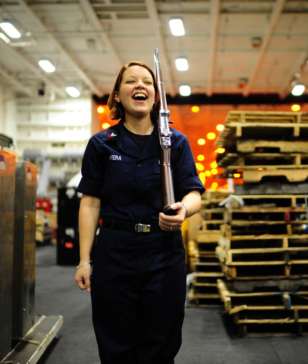 USS George H.W. Bush honor guard practice